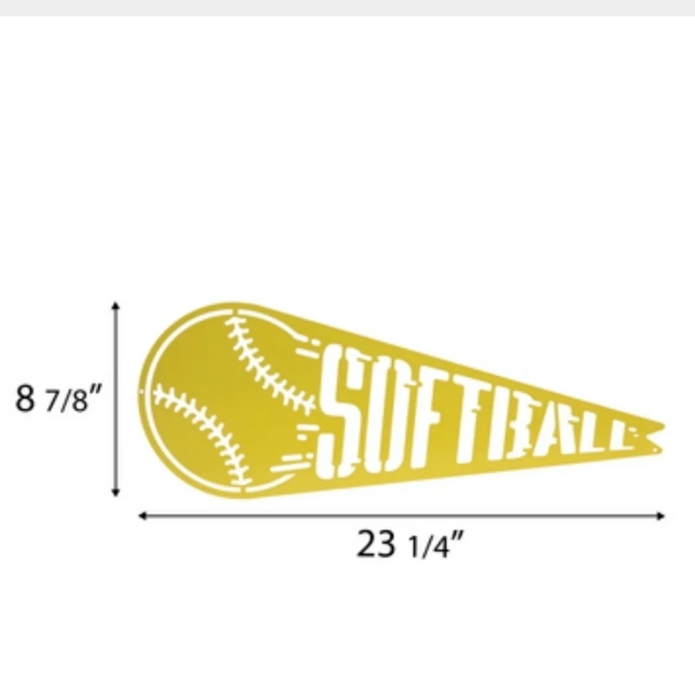 NWT Yellow softball pennant metal wall decor - Picture 2 of 10